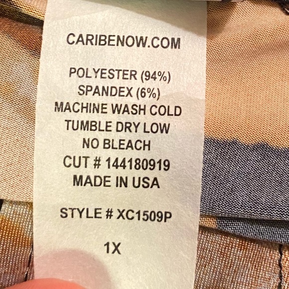 CARIBE Brown Black 1/4 Zip Long Sleeve Top 1X NWT - Picture 7 of 7